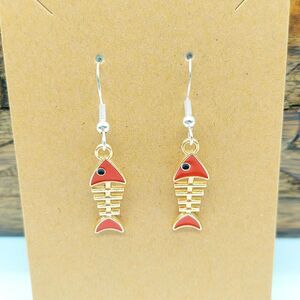 Red Fishbone Earrings